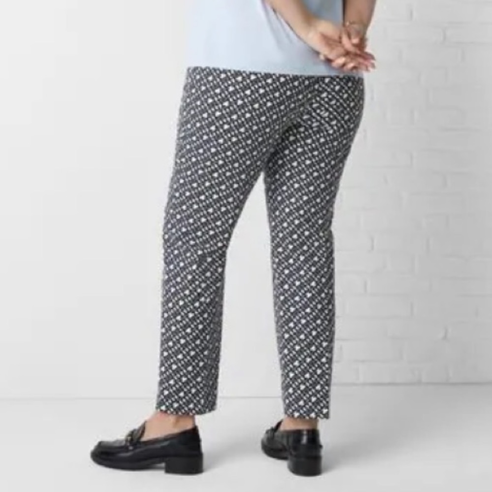 New Chico's Blue White Pants Size Large 14 pull on